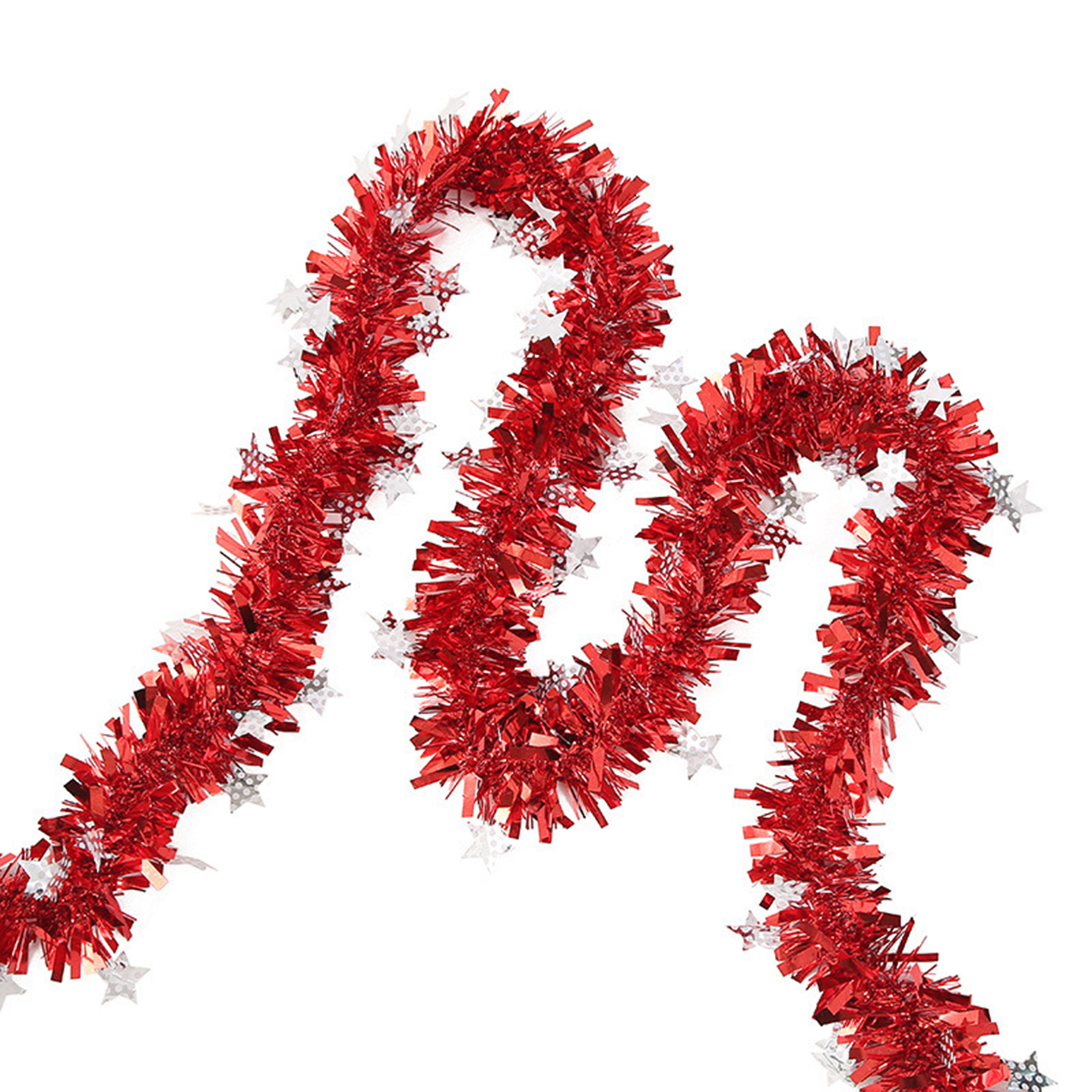 HEVIRGO Tinsel Twist Garland Fade-resistant Dense Gorgeous Foil Madder Outdoor Indoor Xmas Tree Garland Decor for Party - Red